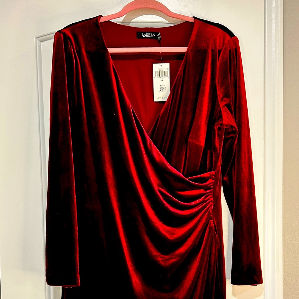 Ralph Lauren Red Velvet Dress